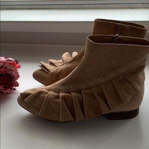 Anthropologie suede boots with ruffles